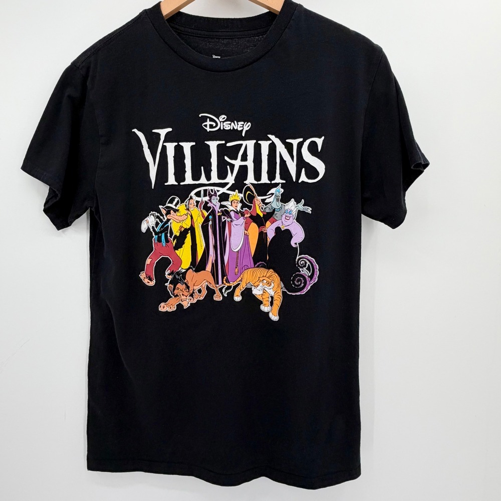 Disney Villains Black Graphic T-Shirt Maleficent Ursula Scar Hades Halloween Tee